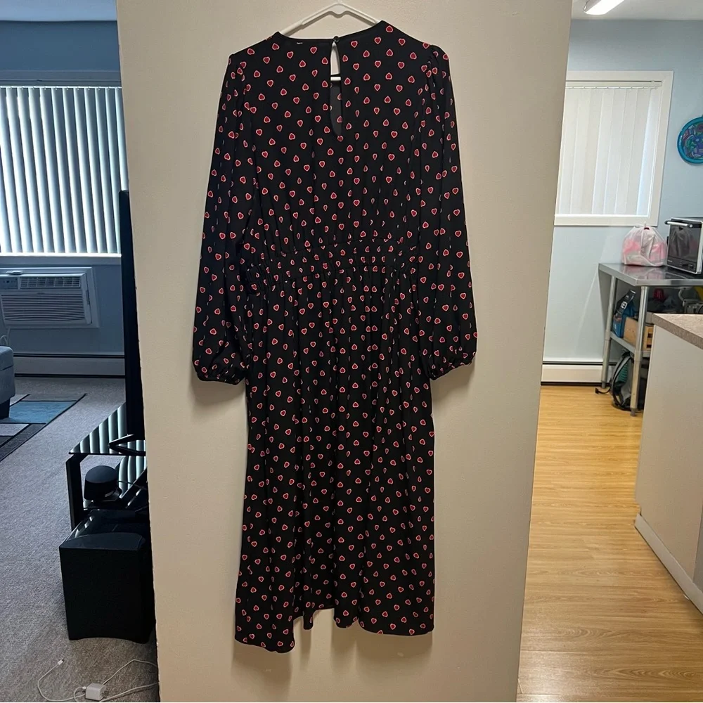 Kate Spade Heartfelt Geo Midi Dress Heart Print Size L - Picture 3 of 11